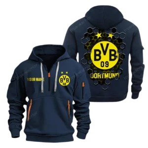 Borussia Dortmund Hoodie Reißverschluss, Kapuzenpullover mit Allover-Druck Borussia Dortmund BDE14041125728 - Marineblau