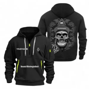 Borussia M'gladbach Hoodie Reißverschluss, Kapuzenpullover mit Allover-Druck Borussia M'gladbach - Schwarz BDE2204242509