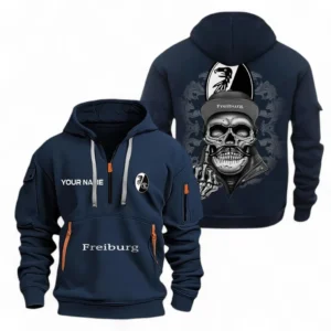 SC Freiburg Hoodie Reißverschluss, Kapuzenpullover mit Allover-Druck SC Freiburg - Marineblau BDE2204242525