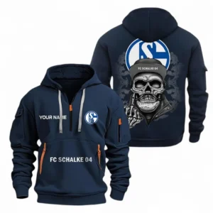 Schalke 04 Hoodie Reißverschluss, Kapuzenpullover mit Allover-Druck Schalke 04 - Marineblau BDE2204242527