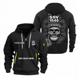 SSV Ulm Hoodie Reißverschluss, Kapuzenpullover mit Allover-Druck SSV Ulm - Schwarz BDE2204242529