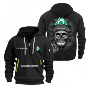 Werder Bremen Hoodie Reißverschluss, Kapuzenpullover mit Allover-Druck Werder Bremen - Schwarz BDE2204242533