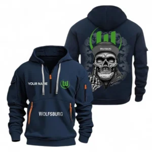 Wolfsburg Hoodie Reißverschluss, Kapuzenpullover mit Allover-Druck Wolfsburg - Marineblau BDE2204242534