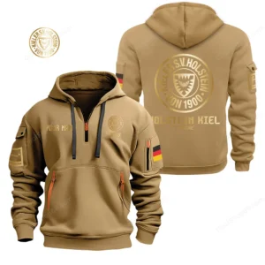 Holstein Kiel Hoodie Reißverschluss, Kapuzenpullover mit Allover-Druck BDE2604252501 - Khaki