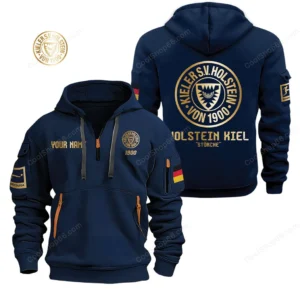 Holstein Kiel Hoodie Reißverschluss, Kapuzenpullover mit Allover-Druck BDE2604252501 - Marineblau