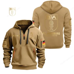 FC Augsburg Hoodie Reißverschluss, Kapuzenpullover mit Allover-Druck BDE2604252502 - Khaki