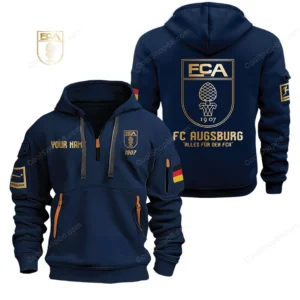 FC Augsburg Hoodie Reißverschluss, Kapuzenpullover mit Allover-Druck BDE2604252502 - Marineblau