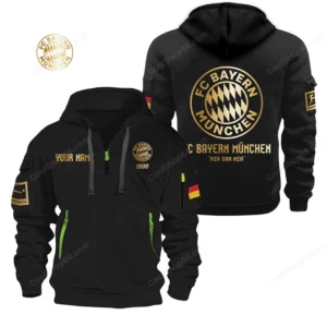 Fc Bayern Munich Hoodie Reißverschluss, Kapuzenpullover Mit Allover-druck Bde2604252512 - Schwarz