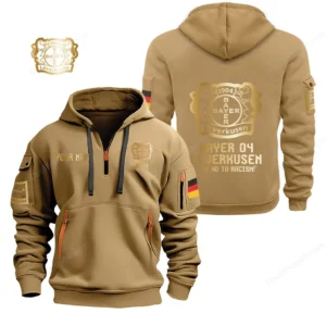 Bayer 04 Leverkusen Hoodie Reißverschluss, Kapuzenpullover mit Allover-Druck BDE2604252515 - Khaki