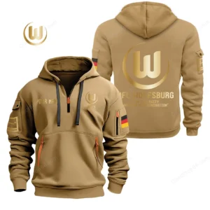 VfL Wolfsburg Hoodie Reißverschluss, Kapuzenpullover mit Allover-Druck BDE2604252516 - Khaki