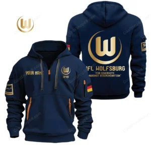 VfL Wolfsburg Hoodie Reißverschluss, Kapuzenpullover mit Allover-Druck BDE2604252516 - Marineblau