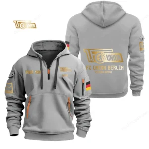 FC Union Berlin Hoodie Reißverschluss, Kapuzenpullover mit Allover-Druck BDE2604252518 - Grau