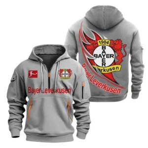 Bayer 04 Leverkusen Hoodie Reißverschluss, Kapuzenpullover mit Allover-Druck Bayer 04 Leverkusen BDE3004282503 - Grau