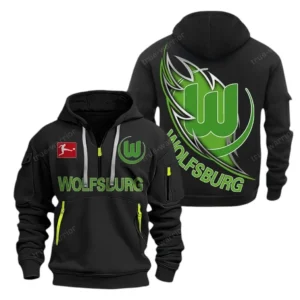 VfL Wolfsburg Hoodie Reißverschluss, Kapuzenpullover mit Allover-Druck VfL Wolfsburg BDE3004282513 - Schwarz