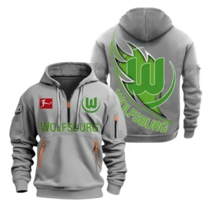 VfL Wolfsburg Hoodie Reißverschluss, Kapuzenpullover mit Allover-Druck VfL Wolfsburg BDE3004282513 - Grau