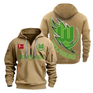 VfL Wolfsburg Hoodie Reißverschluss, Kapuzenpullover mit Allover-Druck VfL Wolfsburg BDE3004282513 - Khaki