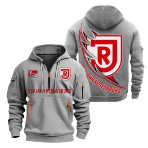 Jahn Regensburg Hoodie Reißverschluss, Kapuzenpullover mit Allover-Druck Jahn Regensburg BDE3004282516 - Grau