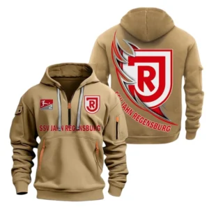 Jahn Regensburg Hoodie Reißverschluss, Kapuzenpullover mit Allover-Druck Jahn Regensburg BDE3004282516 - Khaki