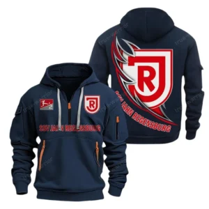 Jahn Regensburg Hoodie Reißverschluss, Kapuzenpullover mit Allover-Druck Jahn Regensburg BDE3004282516 - Marineblau