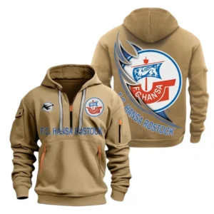 Hansa Rostock Hoodie Reißverschluss, Kapuzenpullover mit Allover-Druck Hansa Rostock BDE3004282525 - Khaki