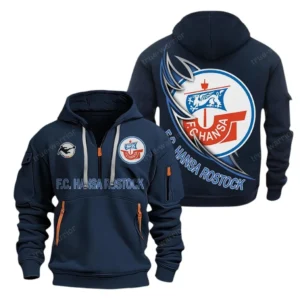 Hansa Rostock Hoodie Reißverschluss, Kapuzenpullover mit Allover-Druck Hansa Rostock BDE3004282525 - Marineblau