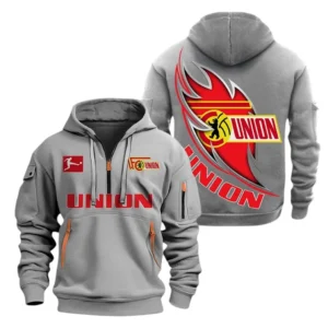 Union Berlin Hoodie Reißverschluss, Kapuzenpullover mit Allover-Druck Union Berlin BDE3004282529 - Grau