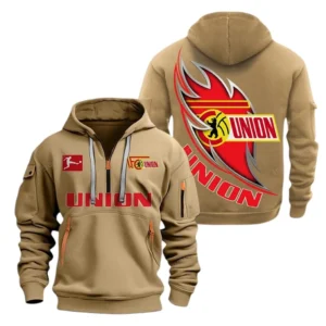 Union Berlin Hoodie Reißverschluss, Kapuzenpullover mit Allover-Druck Union Berlin BDE3004282529 - Khaki