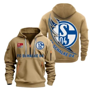 FC Schalke 04 Hoodie Reißverschluss, Kapuzenpullover mit Allover-Druck FC Schalke 04 BDE3004282533 - Khaki