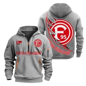 Fortuna Dusseldorf Hoodie Reißverschluss, Kapuzenpullover mit Allover-Druck Fortuna Dusseldorf BDE3004282534 - Grau