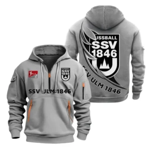 SSV Ulm 1846 Fussball Hoodie Reißverschluss, Kapuzenpullover mit Allover-Druck SSV Ulm 1846 Fussball BDE3004282535 - Grau