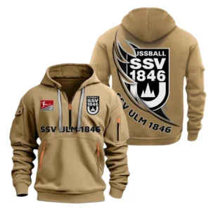 SSV Ulm 1846 Fussball Hoodie Reißverschluss, Kapuzenpullover mit Allover-Druck SSV Ulm 1846 Fussball BDE3004282535 - Khaki