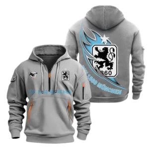 1860 Munich Hoodie Reißverschluss, Kapuzenpullover mit Allover-Druck 1860 Munich BDE3004282537 - Grau