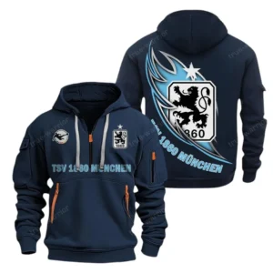 1860 Munich Hoodie Reißverschluss, Kapuzenpullover mit Allover-Druck 1860 Munich BDE3004282537 - Marineblau