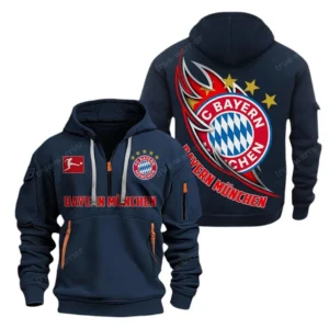 FC Bayern Munchen Hoodie Reißverschluss, Kapuzenpullover mit Allover-Druck FC Bayern Munchen BDE3004282550 - Marineblau