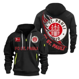 FC St. Pauli Hoodie Reißverschluss, Kapuzenpullover mit Allover-Druck FC St. Pauli BDE3004282551 - Schwarz