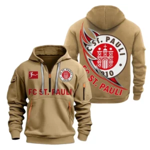 FC St. Pauli Hoodie Reißverschluss, Kapuzenpullover mit Allover-Druck FC St. Pauli BDE3004282551 - Khaki