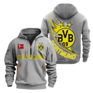 Borussia Dortmund Hoodie Reißverschluss, Kapuzenpullover mit Allover-Druck Borussia Dortmund BDE3004282554 - Grau