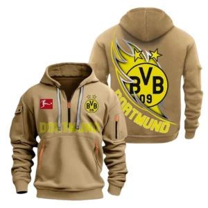 Borussia Dortmund Hoodie Reißverschluss, Kapuzenpullover mit Allover-Druck Borussia Dortmund BDE3004282554 - Khaki