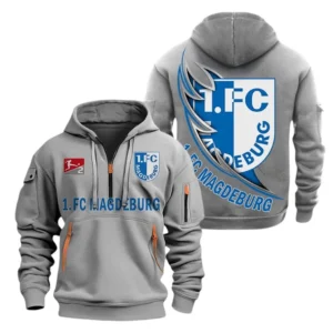 FC Magdeburg Hoodie Reißverschluss, Kapuzenpullover mit Allover-Druck FC Magdeburg BDE3004282555 - Grau