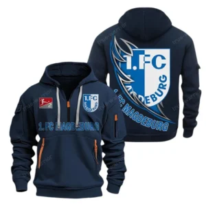 FC Magdeburg Hoodie Reißverschluss, Kapuzenpullover mit Allover-Druck FC Magdeburg BDE3004282555 - Marineblau