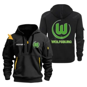 VfL Wolfsburg Hoodie Reißverschluss, Kapuzenpullover mit Allover-Druck VfL Wolfsburg BDE3304292501 - Schwarz