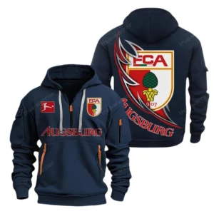 FC Augsburg  Hoodie Reißverschluss SPO038047, Kapuzenpullover mit Allover-Druck FC Augsburg  - Marineblau