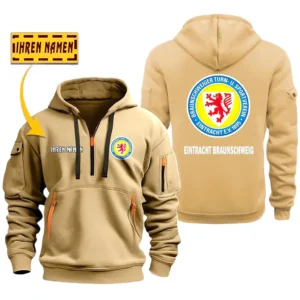 Eintracht Braunschweig Hoodie Reißverschluss SPO048007, Kapuzenpullover mit Allover-Druck Eintracht Braunschweig - Khaki