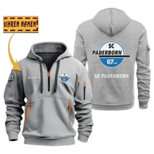 SC Paderborn Hoodie Reißverschluss SPO048008, Kapuzenpullover mit Allover-Druck SC Paderborn - Grau
