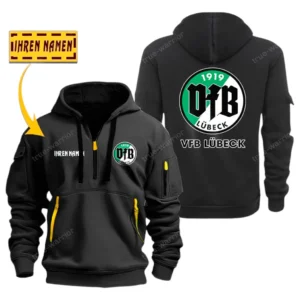 VfB Lübeck   Hoodie Reißverschluss SPO048014, Kapuzenpullover mit Allover-Druck VfB Lübeck   - Schwarz