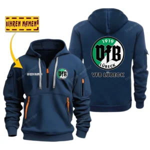 VfB Lübeck   Hoodie Reißverschluss SPO048014, Kapuzenpullover mit Allover-Druck VfB Lübeck   - Marineblau