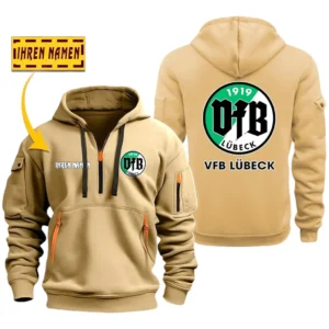 VfB Lübeck   Hoodie Reißverschluss SPO048014, Kapuzenpullover mit Allover-Druck VfB Lübeck   - Khaki