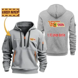 Union Berlin Hoodie Reißverschluss SPO048016, Kapuzenpullover mit Allover-Druck Union Berlin - Grau