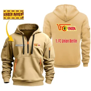 Union Berlin Hoodie Reißverschluss SPO048016, Kapuzenpullover mit Allover-Druck Union Berlin - Khaki