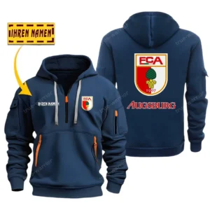 FC Augsburg Hoodie Reißverschluss SPO048017, Kapuzenpullover mit Allover-Druck FC Augsburg - Marineblau